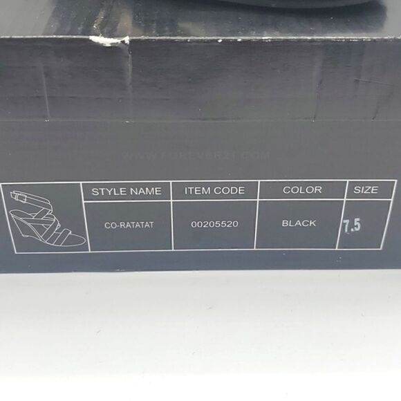 Forever 21 Black Strappy Wedges Size 7.5 - Picture 4 of 17